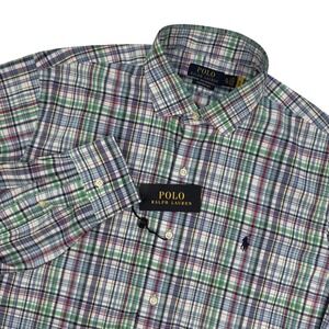 Polo Ralph Lauren Performance Shirt Mens XL Plaid Long Sleeve Logo Button Up New
